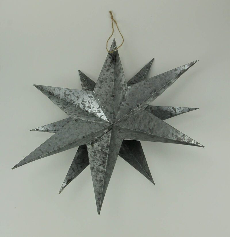 Rustic Galvanized Metal 12 Pointed Star Wall Sculptures Set of 3 image number 1
