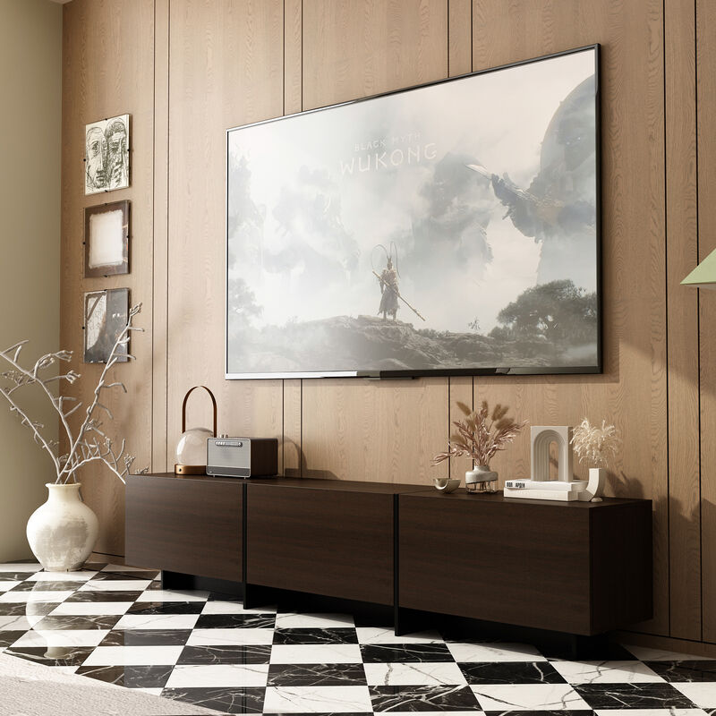 FUFU&GAGA Modern/Contemporary Dark Brown Tv Stand Integrated Tv Mount (Accommodates TVs more than 70-in),Brown