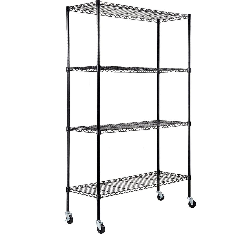 4 Tier Rolling Storage Shelving Unit, Heavy Duty Metal Wire Rack with Wheels image number 3
