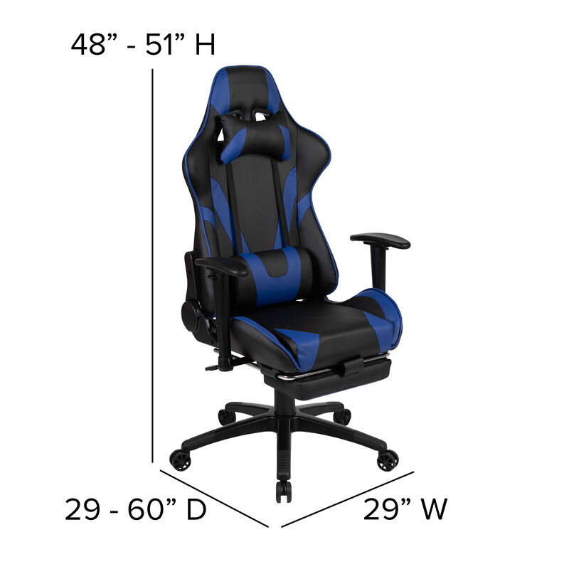 X30 Gaming Chair Racing Office Ergonomic Computer Chair with Reclining Back and Slide-Out Footrest in   LeatherSoft image number 4
