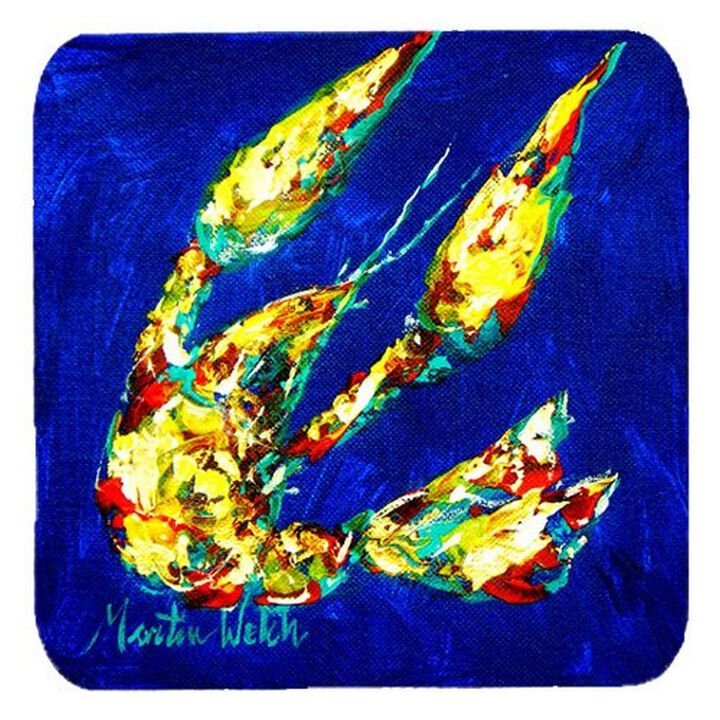 Caroline's Treasures MW1037FC Crawfish Little Blue Foam Coasters (Set of 4), 3.5 H x 3.5 W, Multicolor