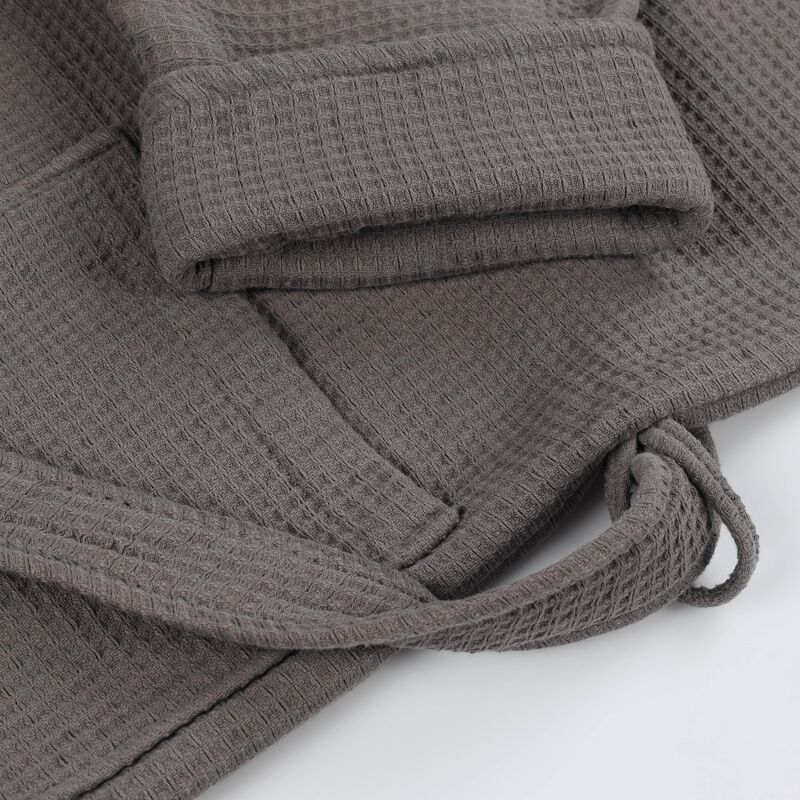 Cotton Waffle Weave Oversized Bathrobe for Men and Women Adults image number 3