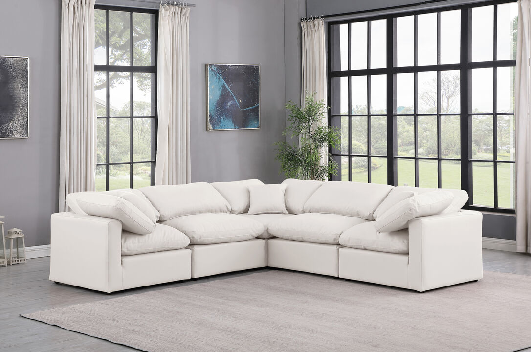 Meridian Furniture Indulge Cream Vegan Leather Modular Sectional