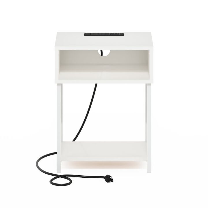 Moretti USB and Type-C Charging Port Open Storage Side Table with Metal Frame