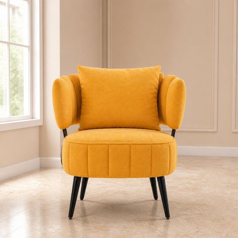 GOODSILO Compact tub accent armchair with pocket coil support, soft chenille upholstery, ideal for small spaces and reading nooks image number 2