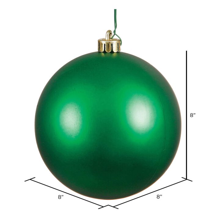 Vickerman 8" Green Matte Ball Ornament - Shatterproof Christmas Ball Ornament - Shatterproof and UV Resistant - Reliable and Durable - Festive Green Christmas Ornaments