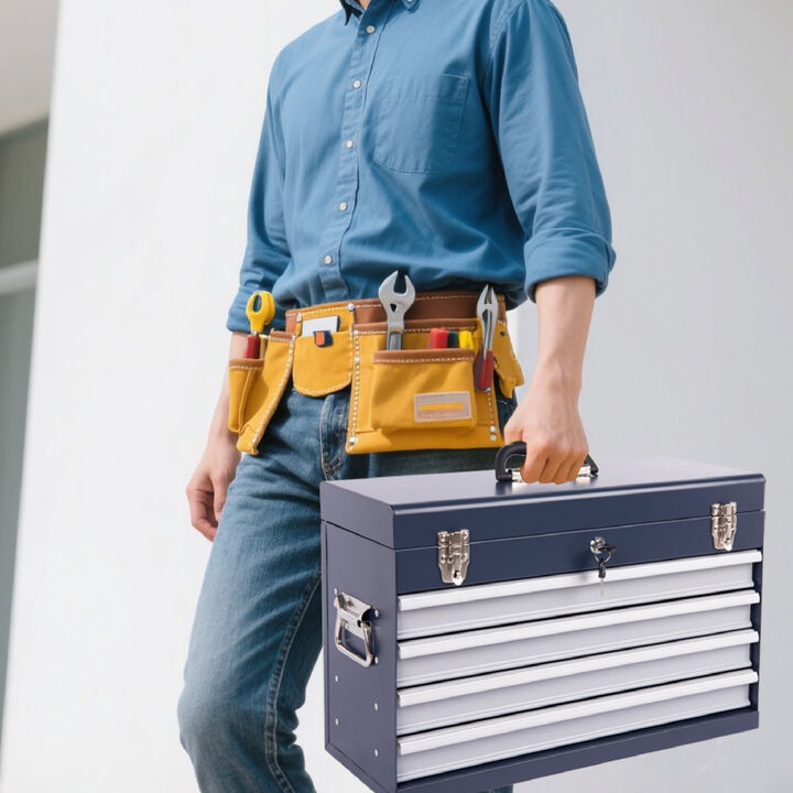 ELEMENT ACE Heavy Duty Portable Metal Tool Box with 4 Ball Bearing Slide Drawers Locking System EVA Liners Powder Coated Finish for Garage Workshop Tool Storage