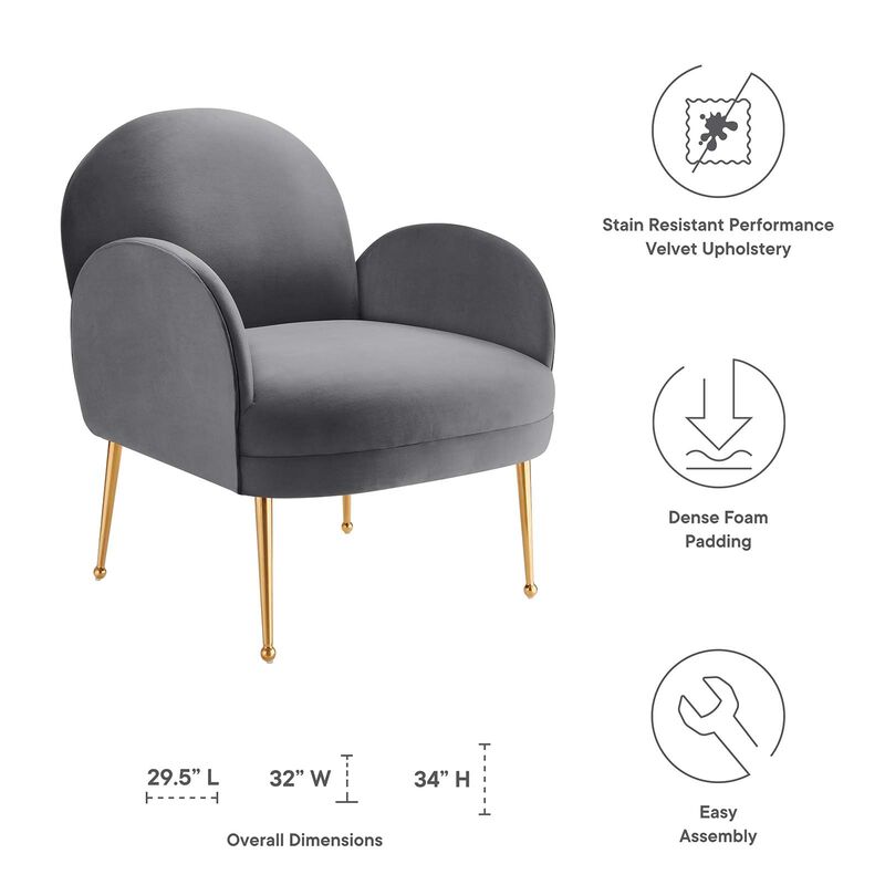 Modway Transcend Performance Velvet Armchair image number 3