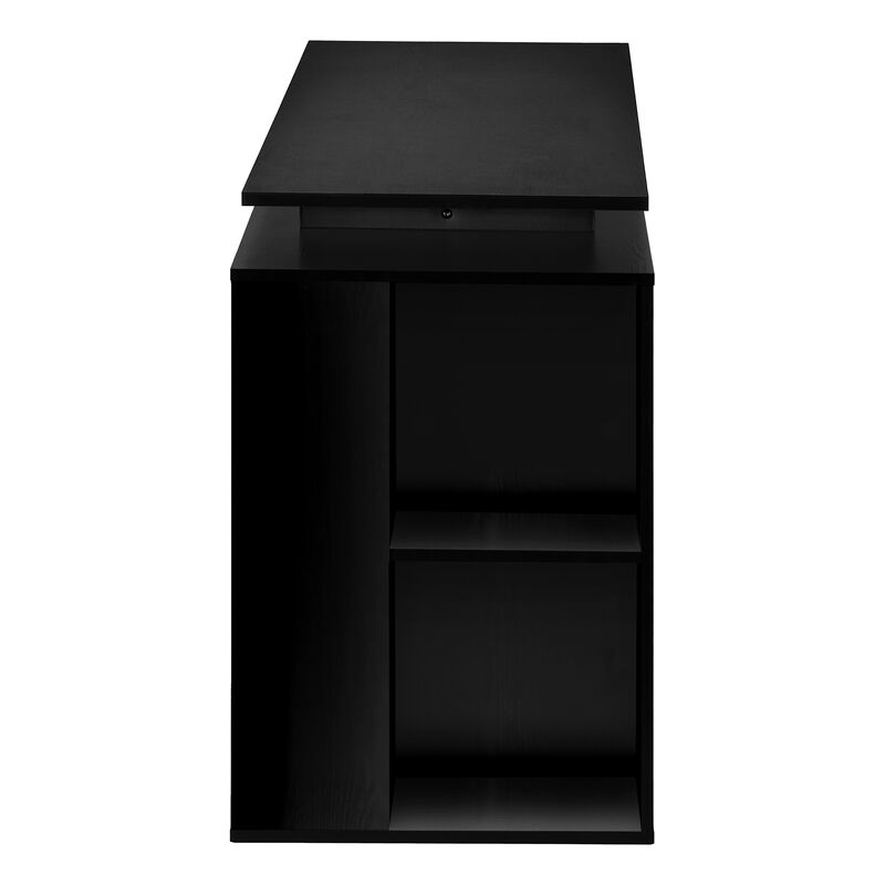 Monarch Specialties I 7601 Computer Desk, Home Office, Left, Right Set-up, Storage Shelves, 55"L, Work, Laptop, Metal, Laminate, Black, Contemporary, Modern