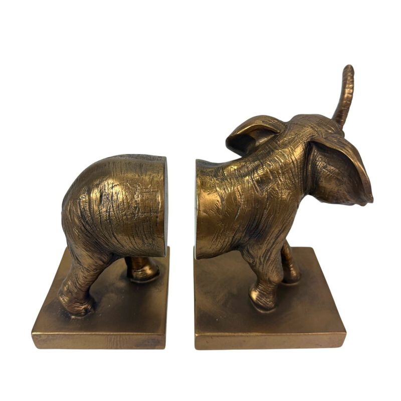 Elephant Bookends Set Of 2 Antique Copper Resin Decorative Book Holders image number 3