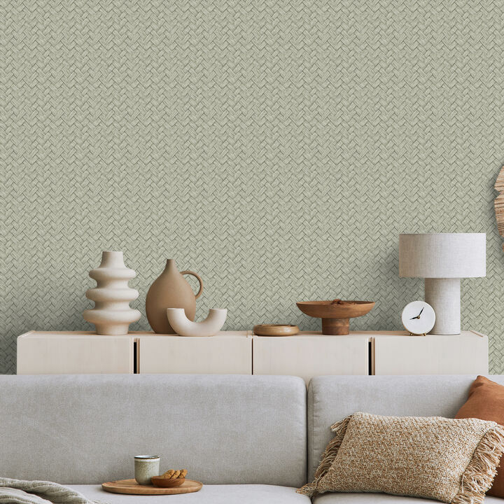 Faux Natural Weave Wallpaper