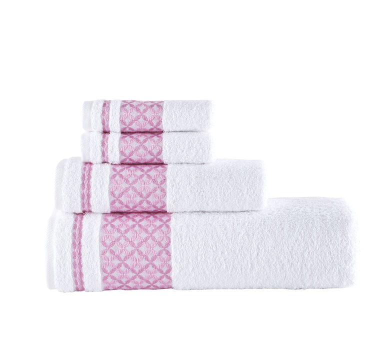 KAFTHAN Textile Plaid Turkish Cotton Bath Towels (Set of 4)