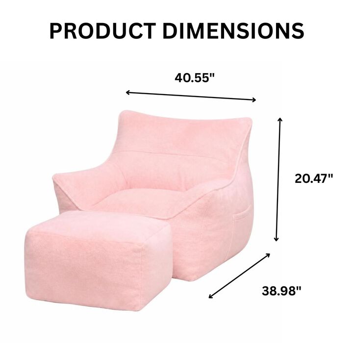 GOODSILO Soft Tufted Foam Filled Faux Fur Bean Bag Chair Comfy Lazy Sofa for Living Room Bedroom Ideal for Relaxing and Lounging