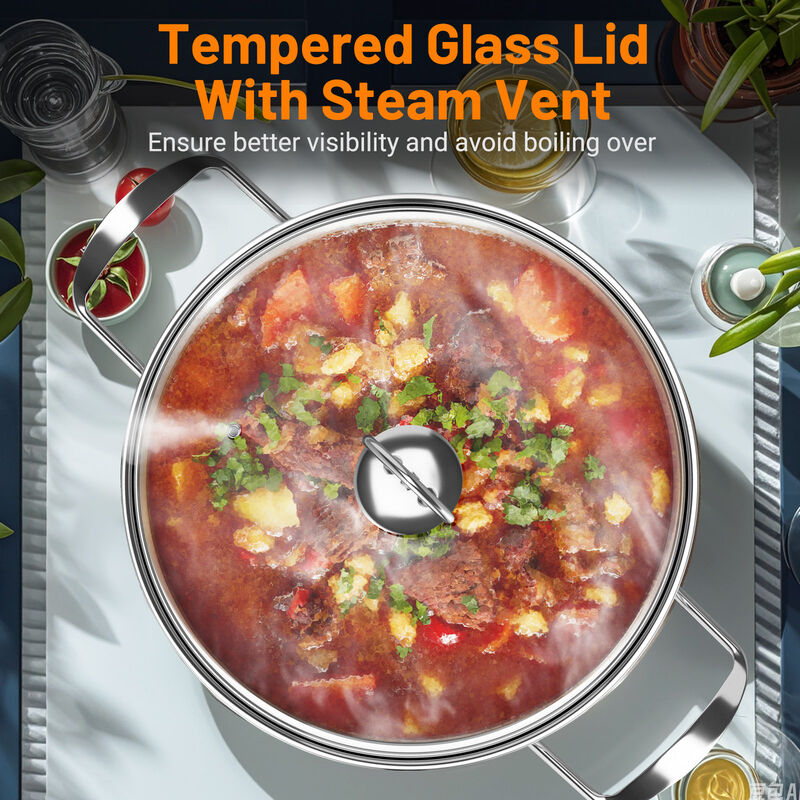 12 Piece Cookware Set with Tempered Glass Lids and Handles for Everyday Cooking