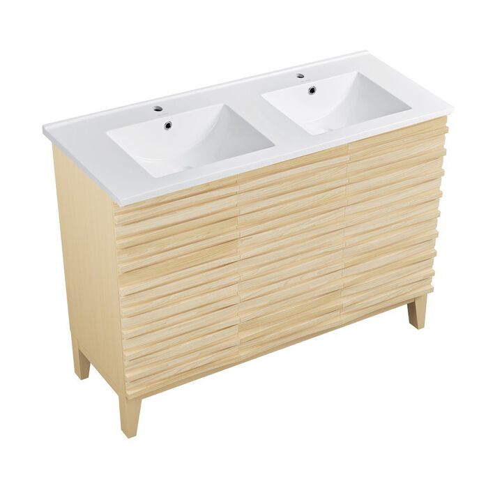 Cascade 48 in. Bathroom Vanity with 3-Hole Ceramic Sink Top