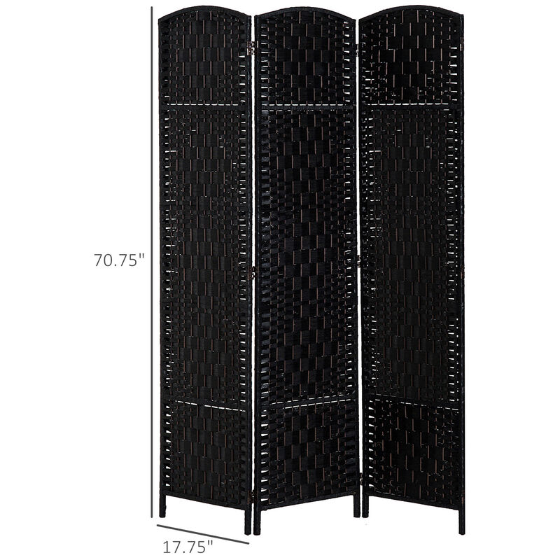 Hivvago 6FT Tall Folding Room Divider with Wicker Partition image number 2