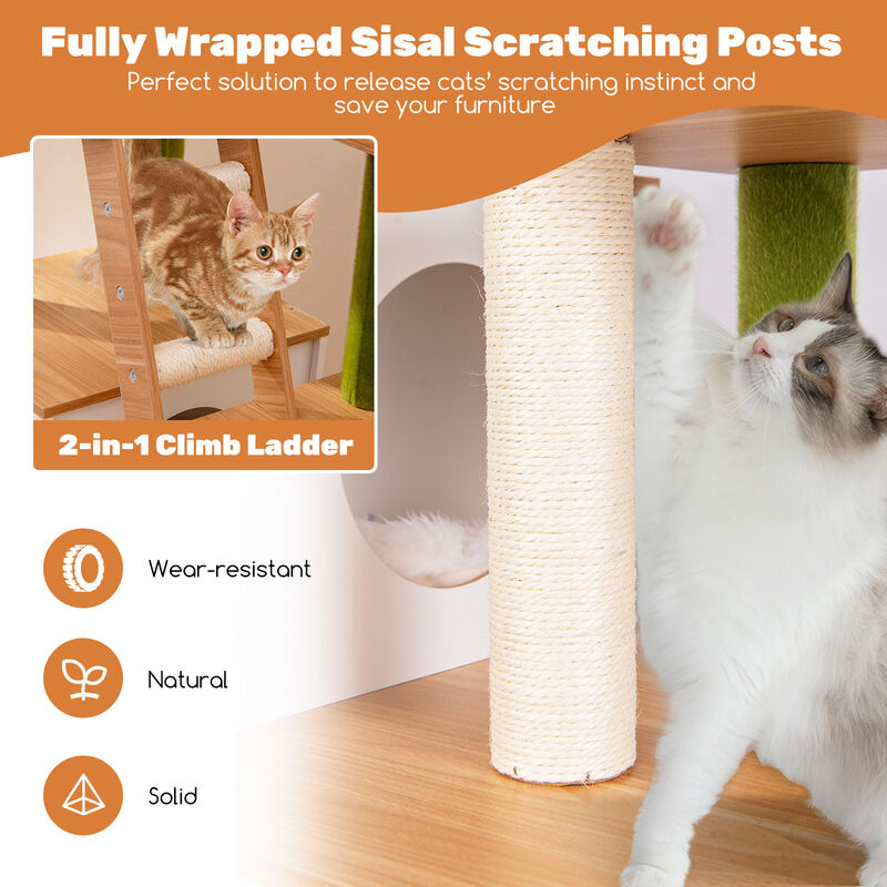 Hidden Cat Washroom Cabinet with Built-In Tower and Play Area for Indoor Cats