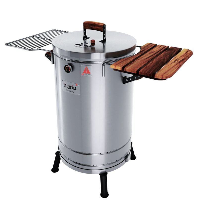 3-in-1 Stainless Steel Smoker Barrel Grill  Premium&ndash; Portable Charcoal BBQ with Thermometer, 40 lbs Outdoor Cooking Smoker for Camping, Backyard & Home BBQ INGRILL image number 4