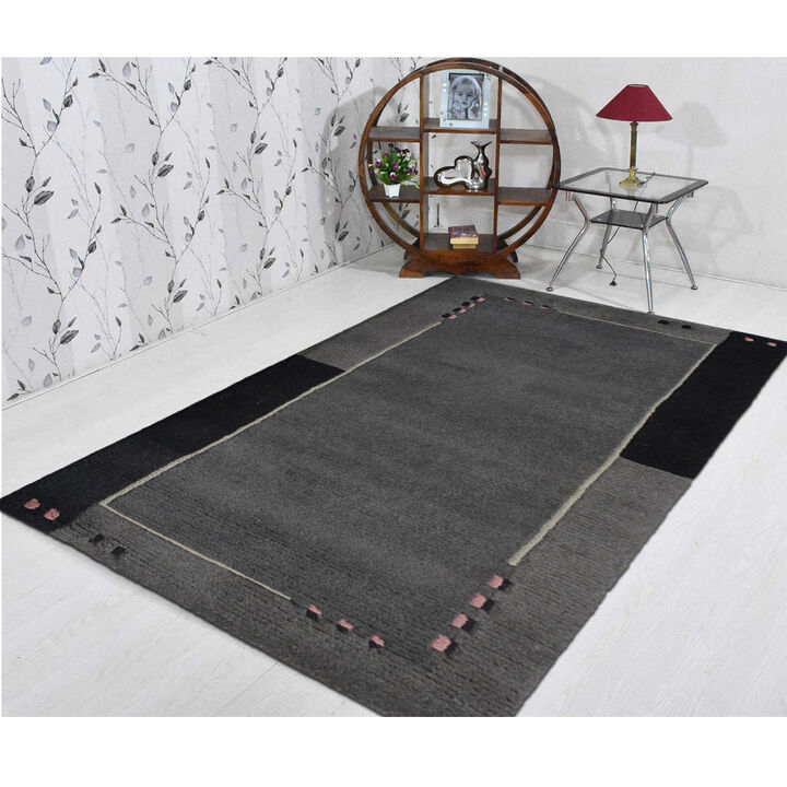 Rugsotic Carpets Hand Knotted Tibbati Wool Size Area Rug Contemporary Size K00719