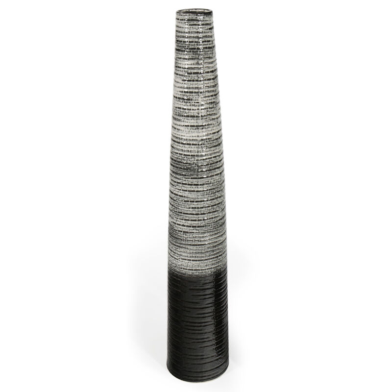 HomeRoots 47" Black And Gray Ombre Tapered Ceramic Floor Vase image number 0