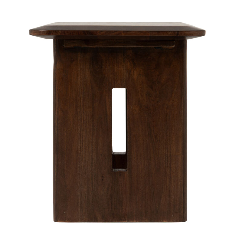 Acacia Wood Square End Table, Walnut Finish image number 3