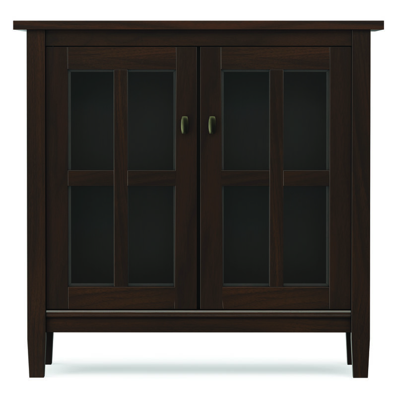Warm Shaker SOLID WOOD 32 inch Wide Transitional Low Storage Cabinet in Tobacco Brown image number 3