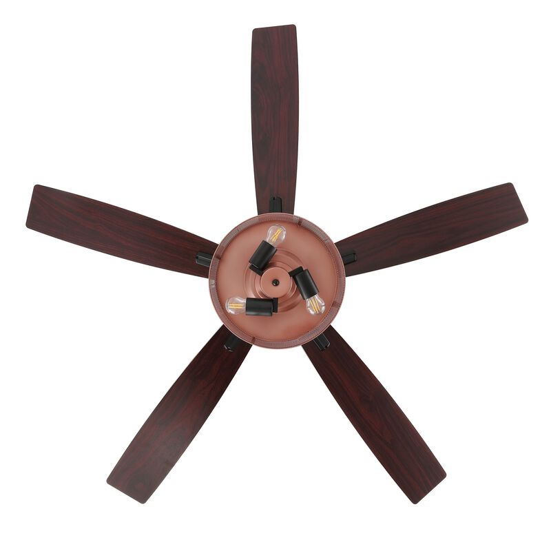 Max Farmhouse Industrial Iron/Wood Mobile Appremote Controlled LED Ceiling Fan