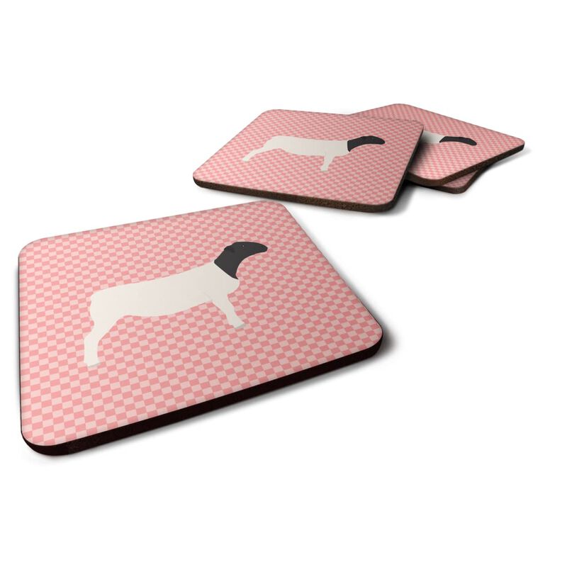 Caroline's Treasures Dorper Sheep Pink Check Decorative coasters, 3.5, Multicolor