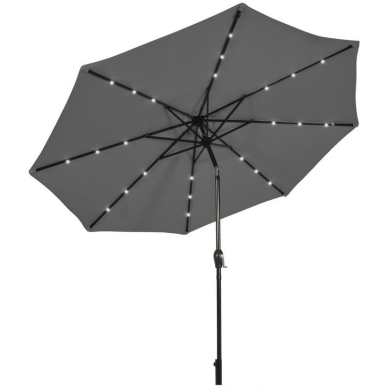 10 Feet Outdoor Patio Umbrella with Bright Solar LED Lights-Gray image number 0