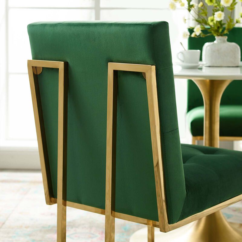 Privy Gold Stainless Steel Performance Velvet Dining Chair image number 6