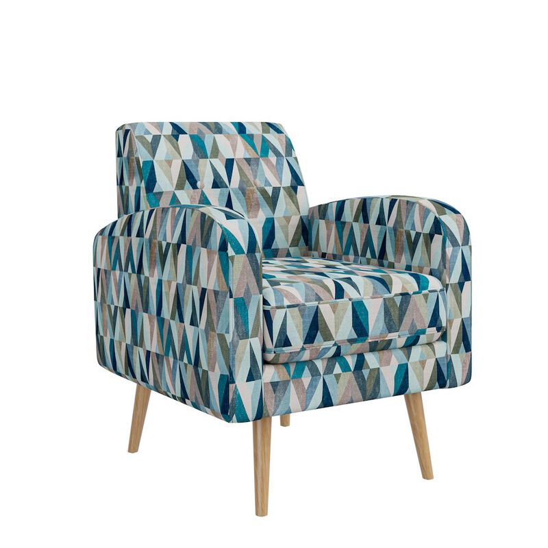 HL Home Furnishings Mid-Century Modern Armchair in Vibrant Multi-Blue Prism