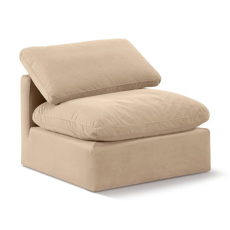 Meridian Furniture Indulge Beige Velvet Armless Chair