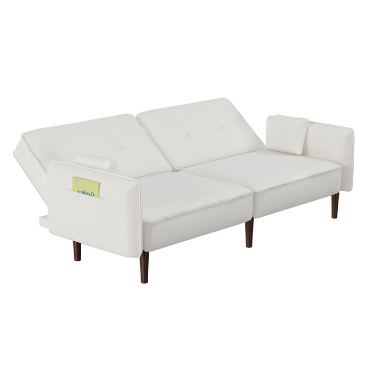 Sofa bed in White Cotton Linen Fabric