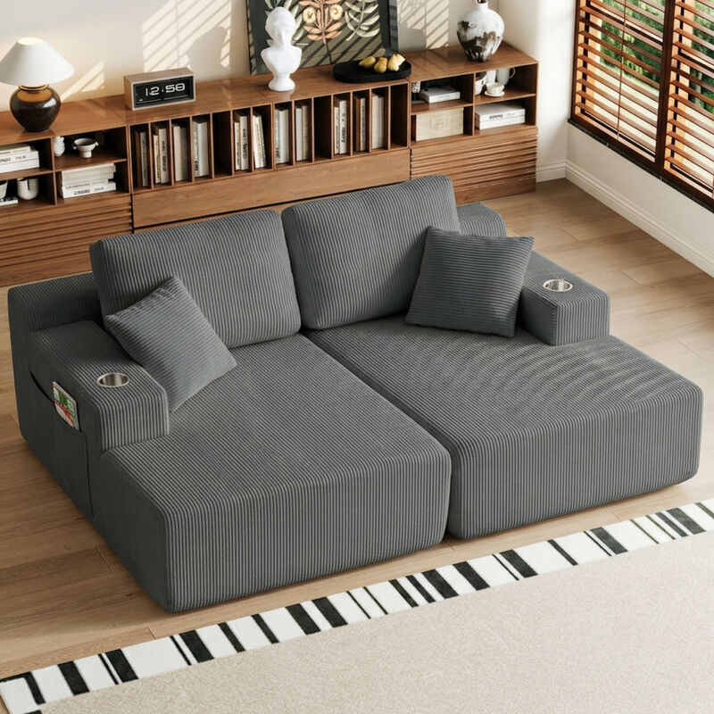 Cleblu 130" U-Shaped Modular Sectional Sofa image number 4