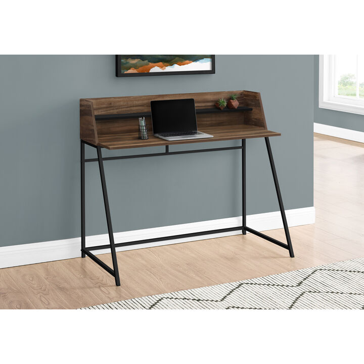 Monarch Specialties I 7548 Computer Desk, Home Office, Laptop, Storage Shelves, 48"L, Work, Metal, Laminate, Brown, Black, Contemporary, Modern
