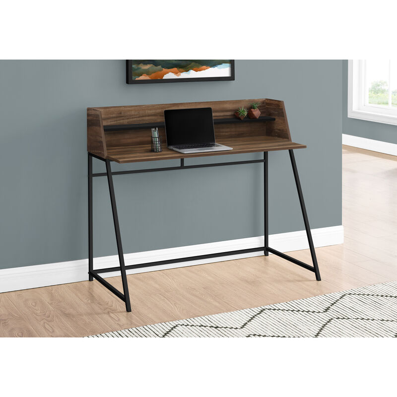 Monarch Specialties I 7548 Computer Desk, Home Office, Laptop, Storage Shelves, 48"L, Work, Metal, Laminate, Brown, Black, Contemporary, Modern