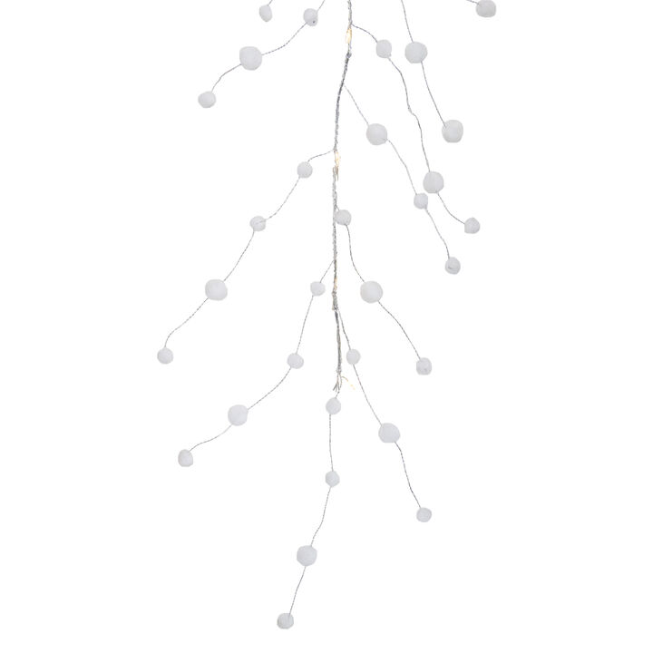 10-Count B/O Warm White LED Pom Pom Garland Christmas Lights - 3' Clear Wire