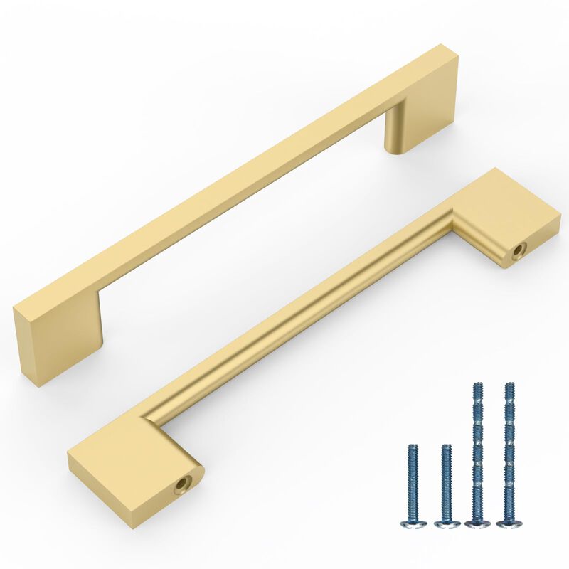 KNOKLOCK 10 Pack 5 Inch(128mm) Kitchen Cabinet Handles Brushed Gold Cabinet Pulls Kitchen Cabinet Hardware Drawer Pulls for Cupb