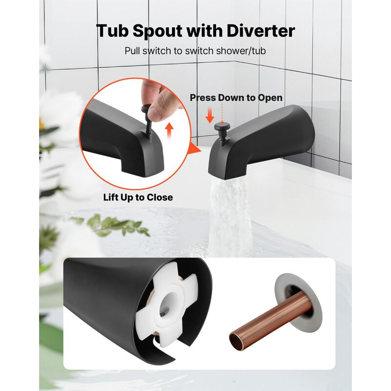 Complete Tub Shower Set with Rainfall Head, Handheld Spray and Tub Spout image number 3