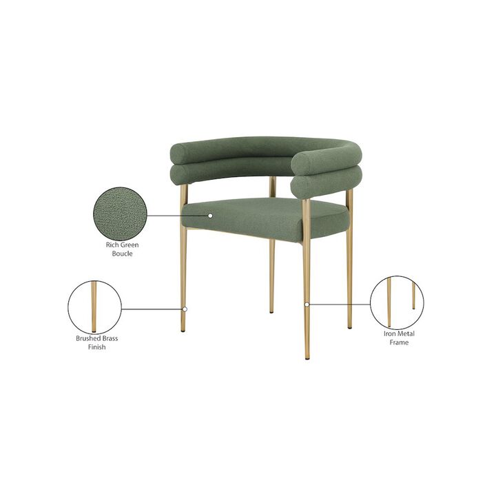 Meridian Furniture Brielle Green Boucle Fabric Dining Chair, Set of 2
