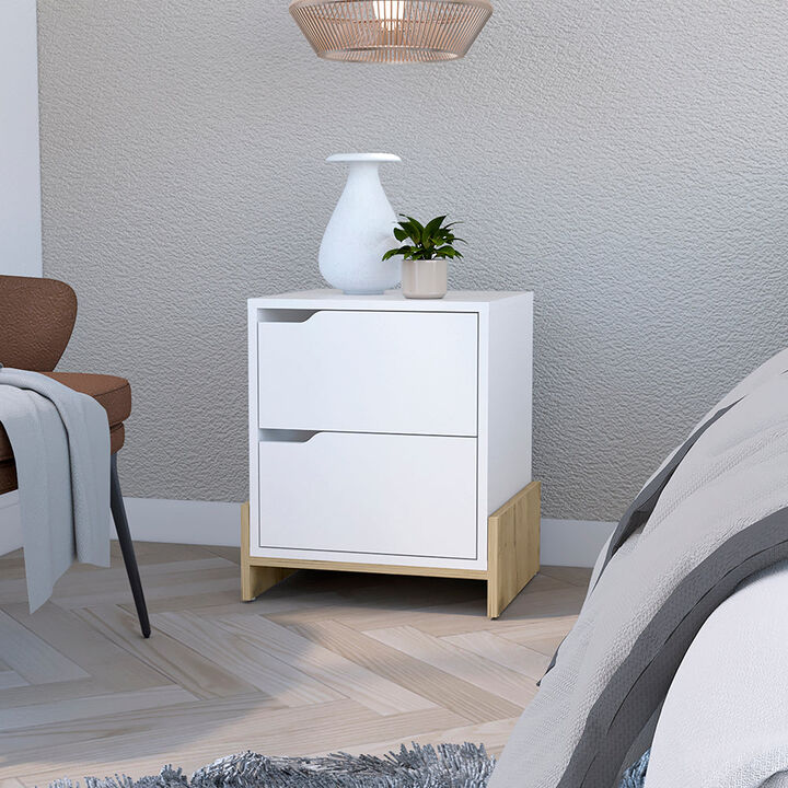 Nightstand Brookland, Bedroom, White / Macadamia