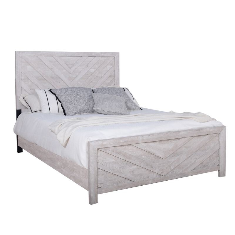 Bisca Bed with Chevron Patterned Design, Driftwood Finish image number 0