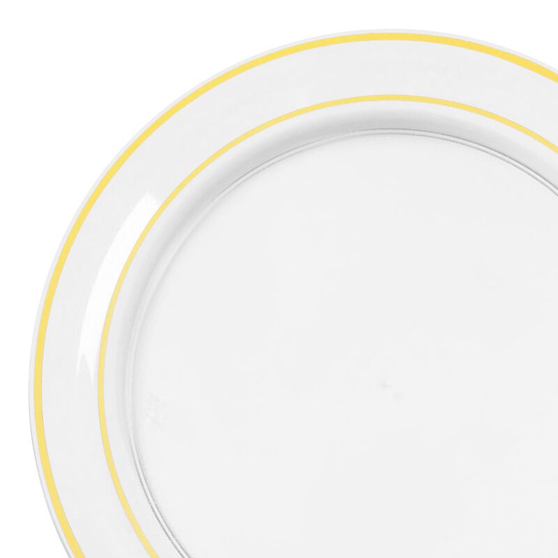 7.5" Clear with Gold Edge Rim Plastic Salad Plates (120 Plates) image number 7