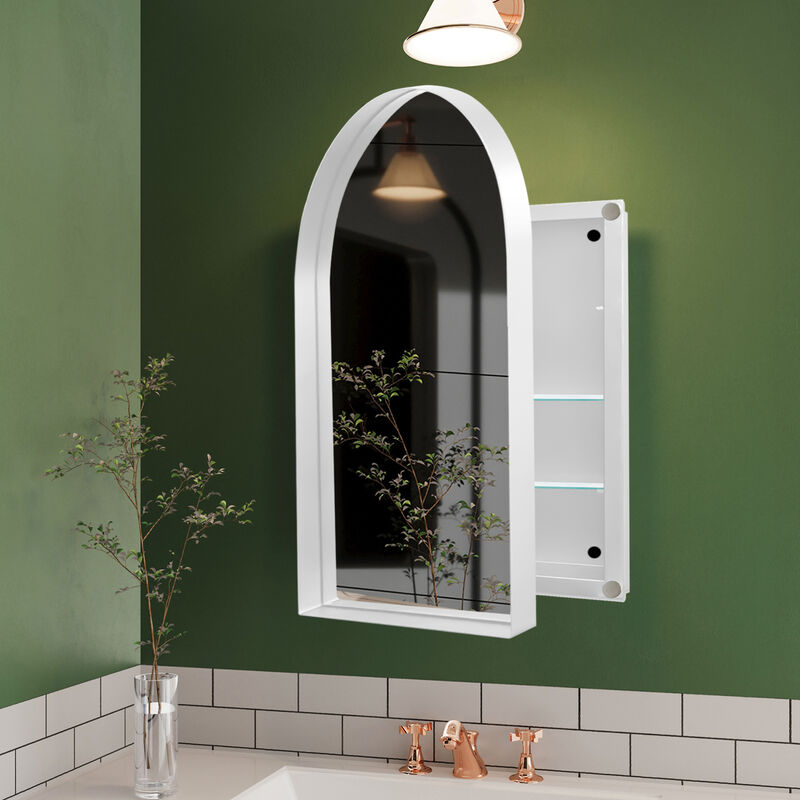 ELEMENT ACE Arched Recessed Medicine Cabinet with Mirror and Adjustable Shelves for Modern Bathroom Storage Solutions image number 1