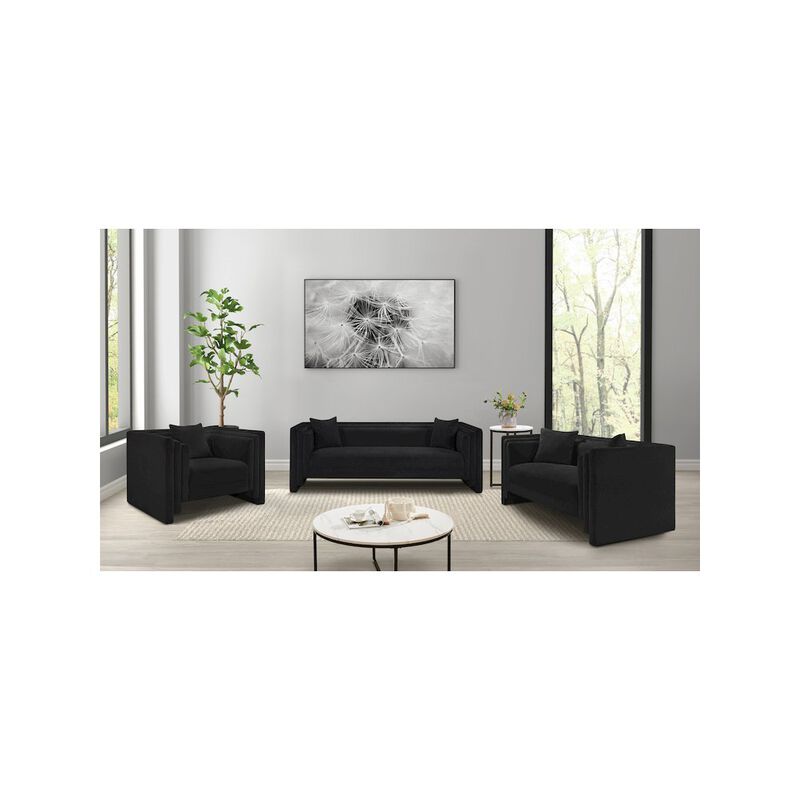Meridian Furniture Everett Black Chenille Fabric Loveseat