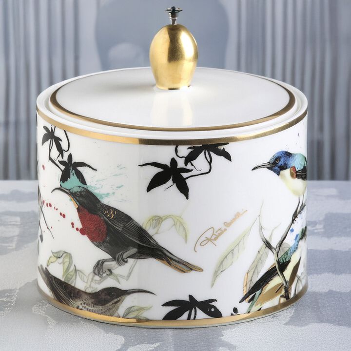 Sugar Pot GARDEN'S BIRDS   diam. 3.3", H 3.5"