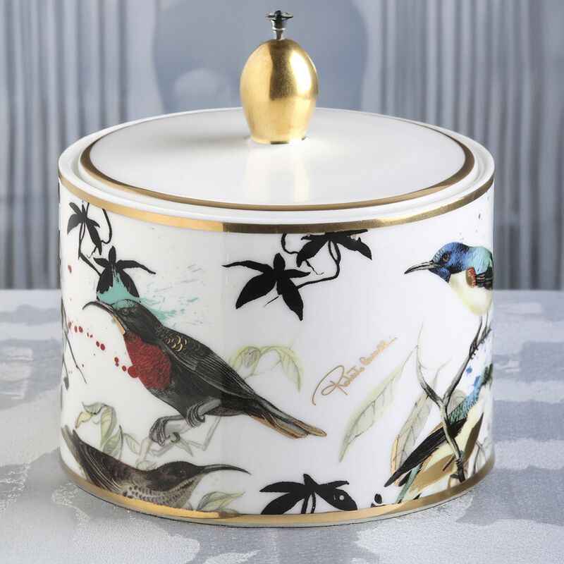 Sugar Pot GARDEN'S BIRDS   diam. 3.3", H 3.5" image number 1