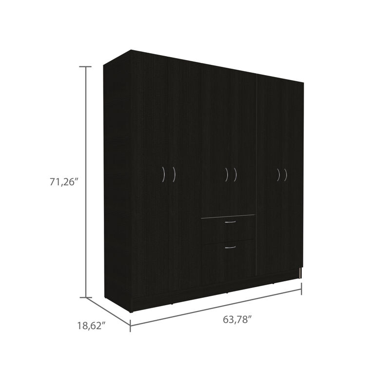 Streamdale Davenport 1-Drawer Rectangle 6-Door Armoire Black Wenge And White