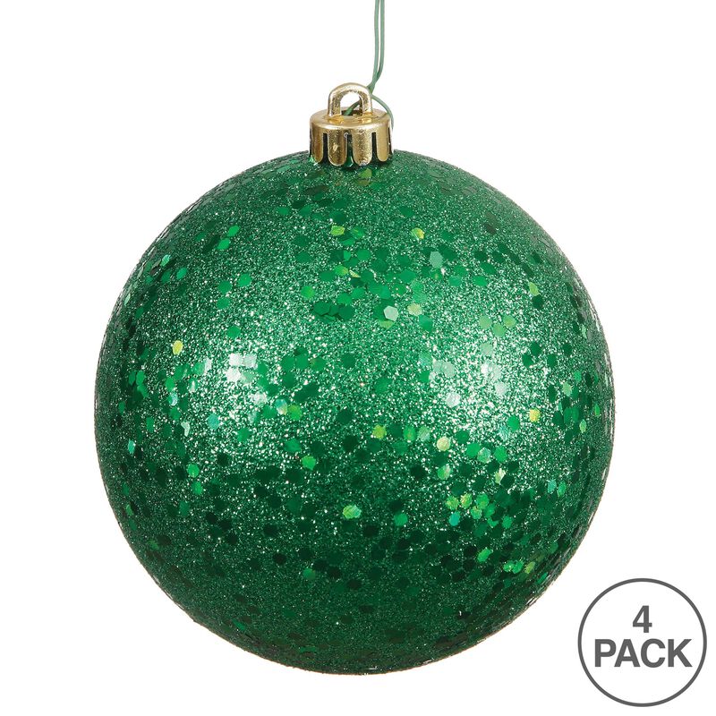 Vickerman 6" Green Sequin Ball Ornament, 4 per Bag image number 2