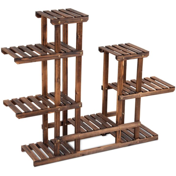Hivvago 6 Tier Wooden Shelf Storage Plant Rack Stand